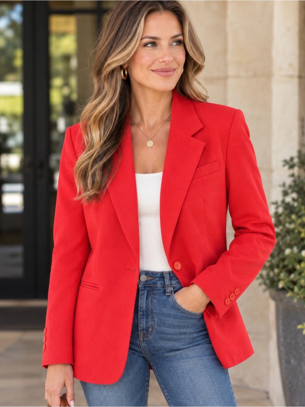 Talbots Silk Blend Red Blazer Sz 12